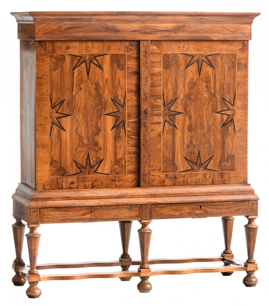 A Dutch marquetry cabinet-on-stand, early 18th C.